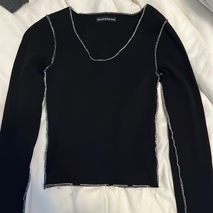Brandy Melville Mckenna Top (black rib with white stitching)
